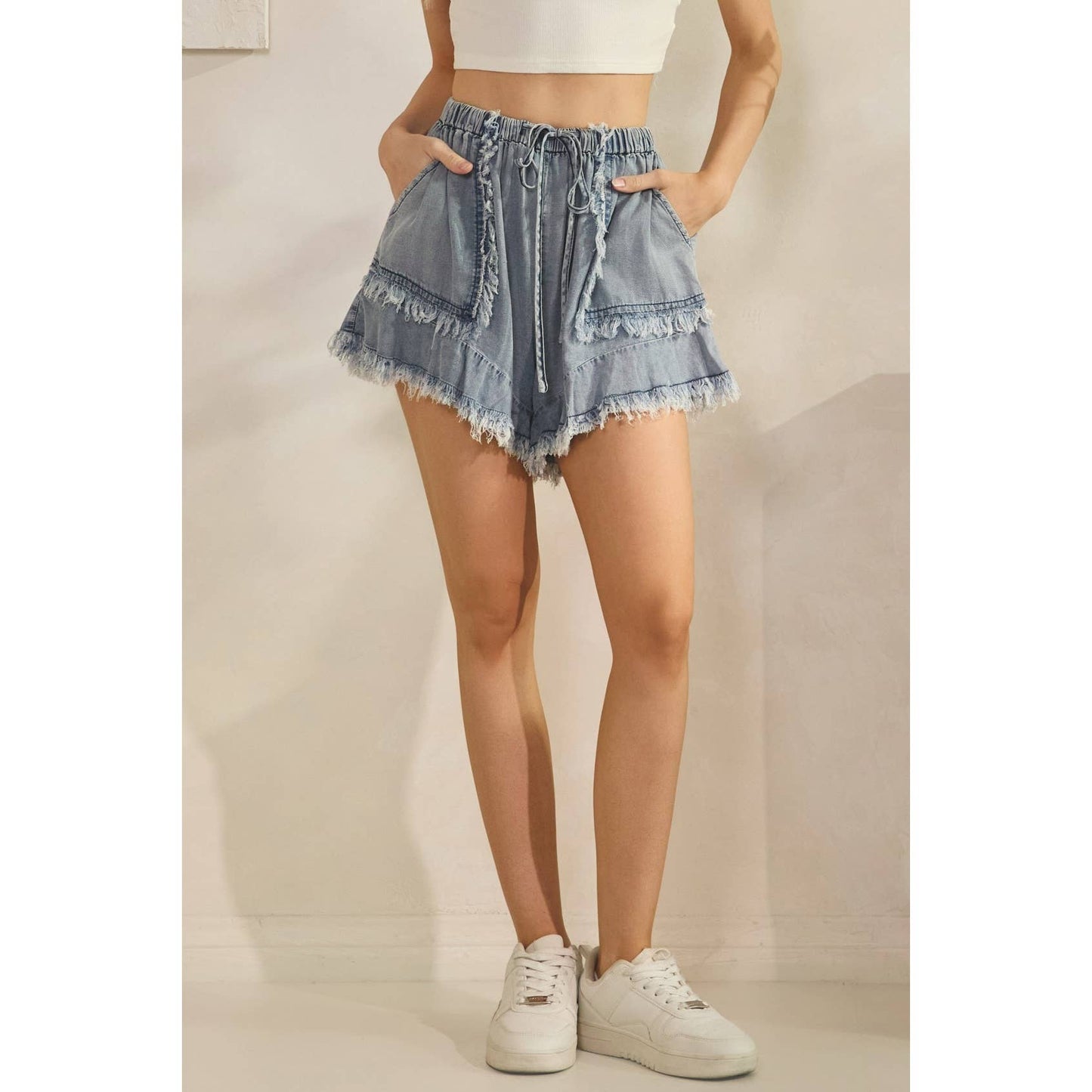 Coastal Fray Denim Shorts