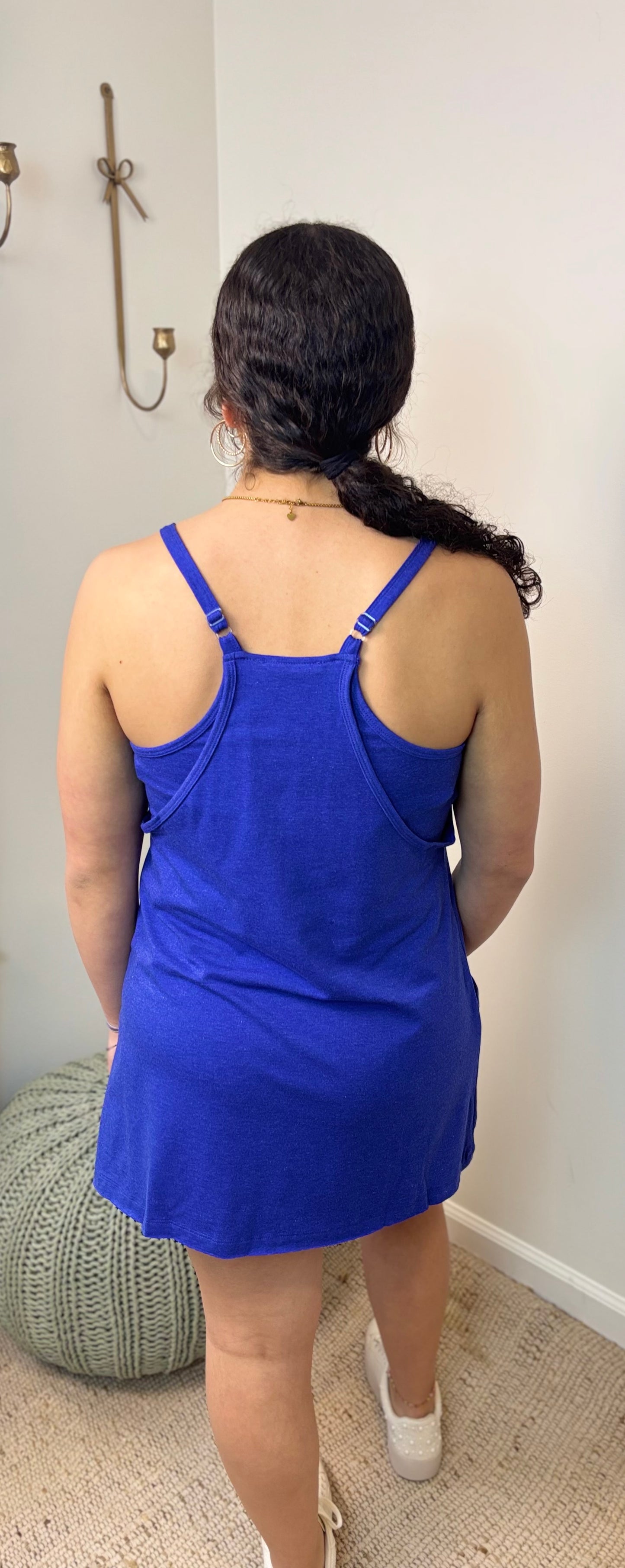 Laidback Layer Mini Dress- Bright Blue