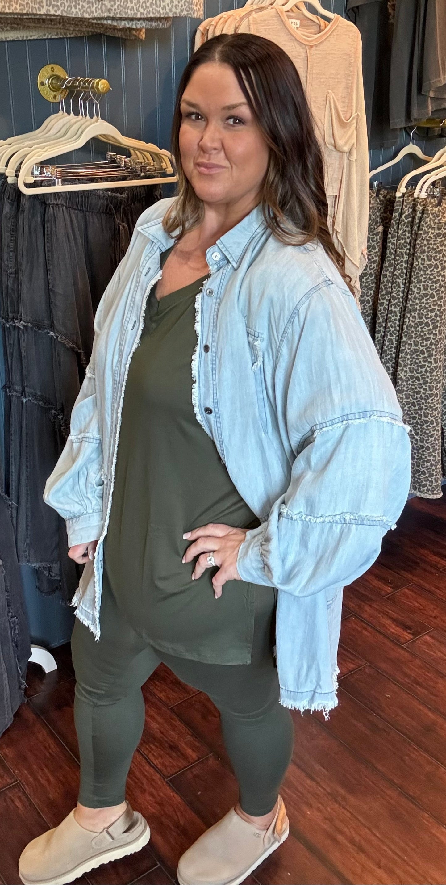 Faded Harvest Denim Button Up Plus