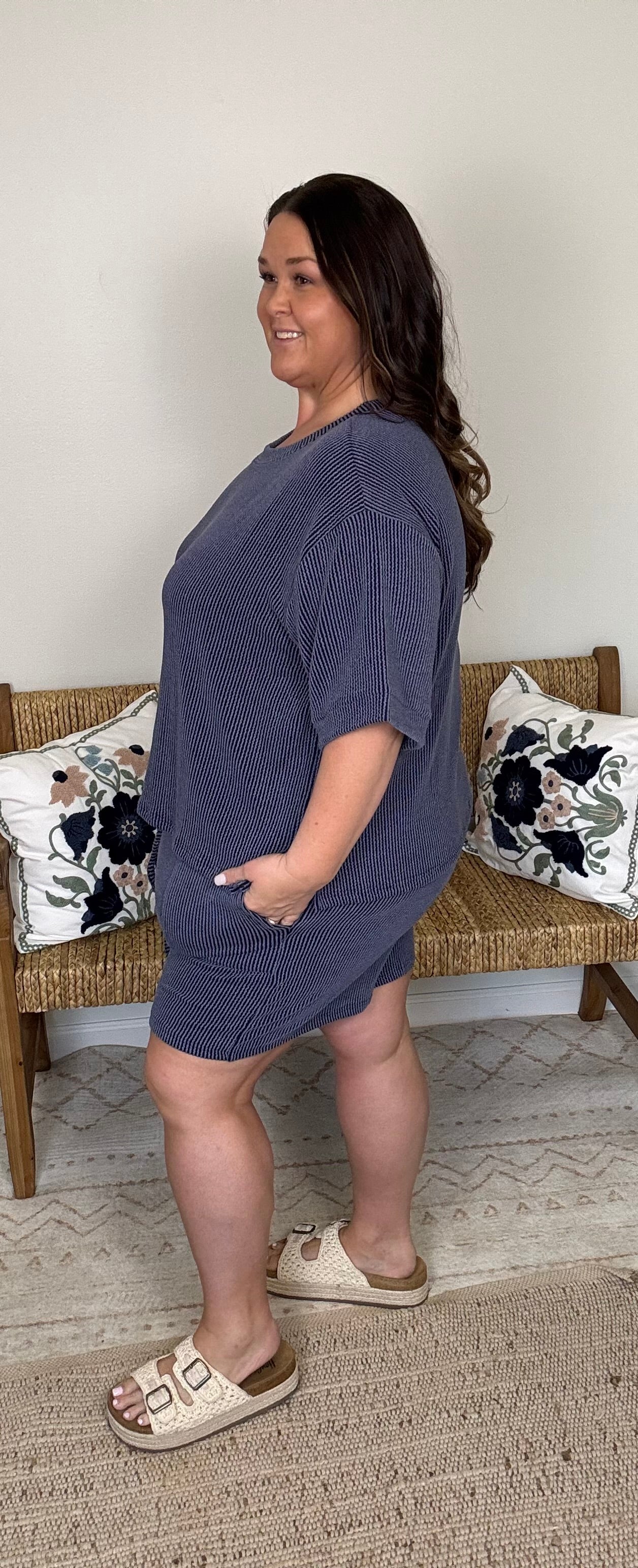 Simple Days Short Set Plus *Lt Navy