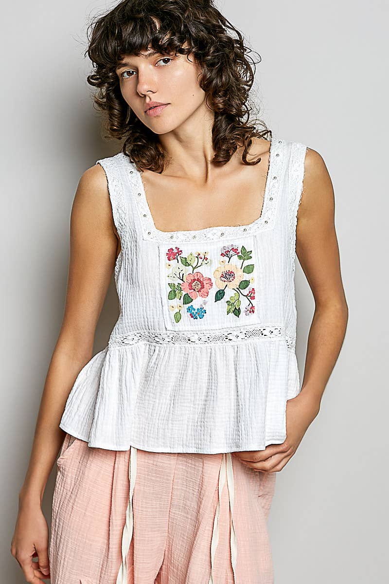 Boho Blossom Tank White