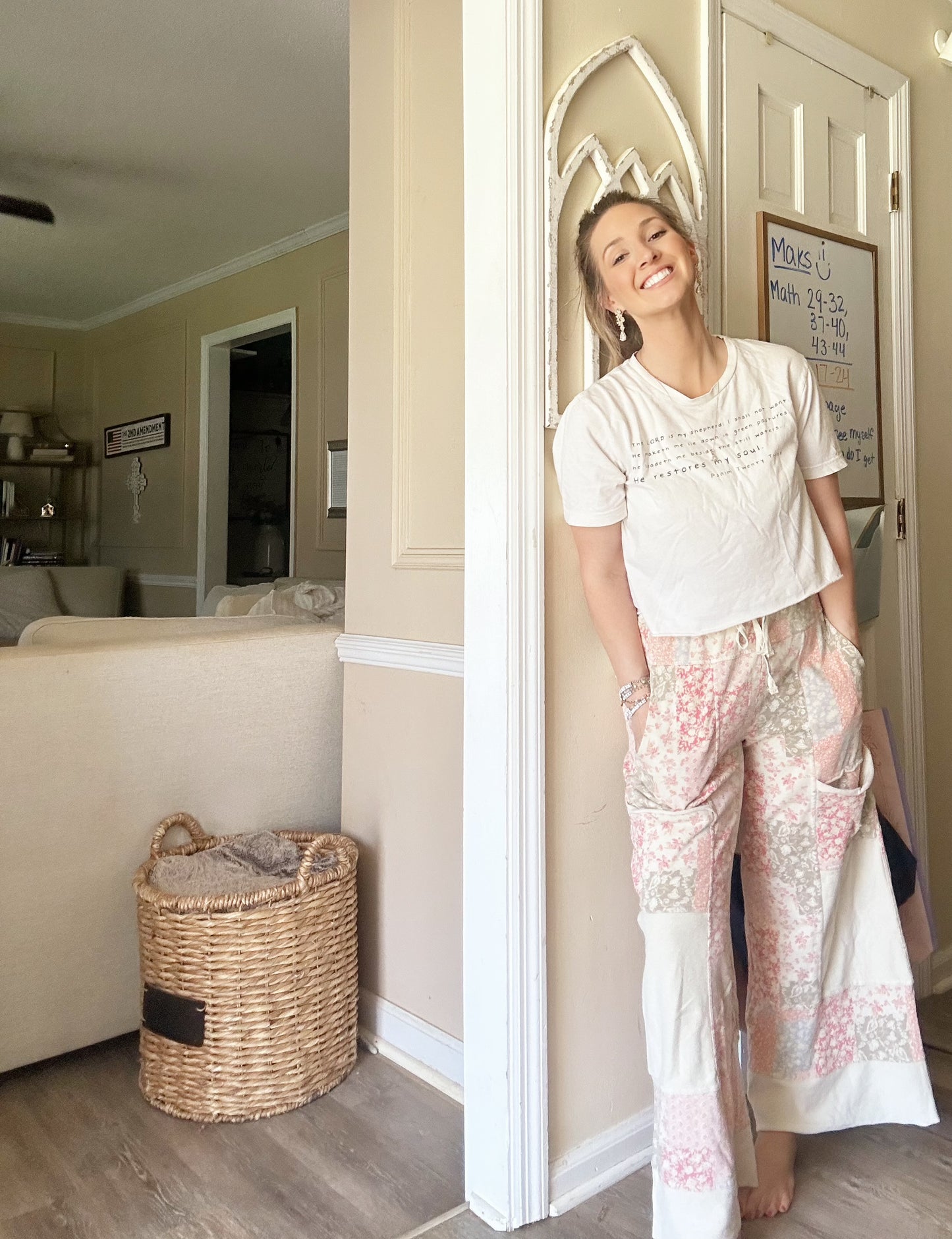 Petals + Patchwork Pants *Natural