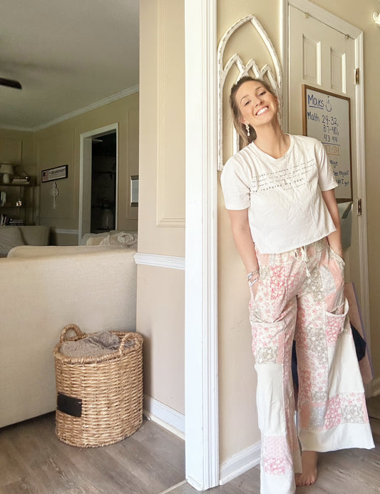 Petals + Patchwork Pants *Natural