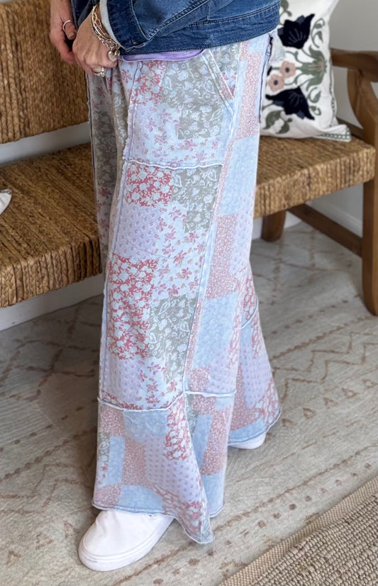 Petals+Patchwork Pants *Peri Blue