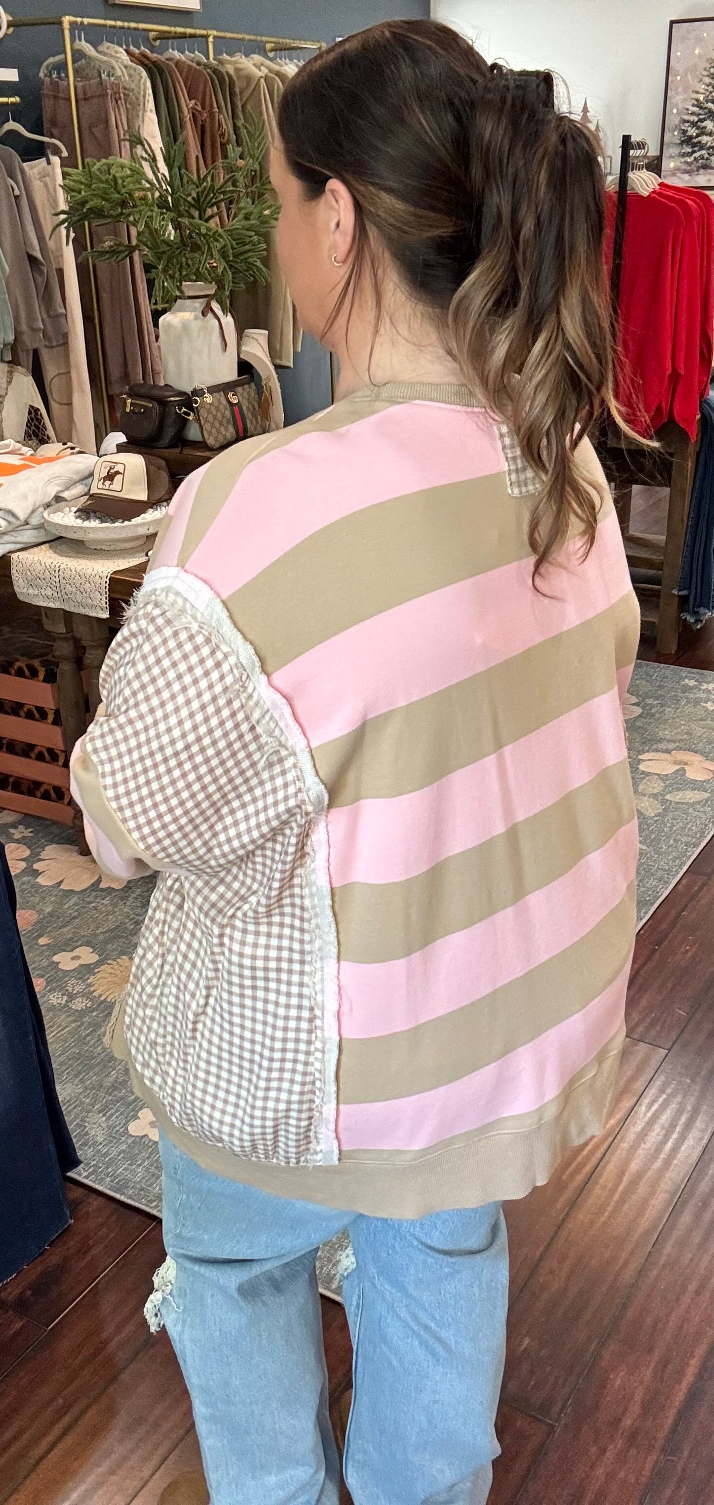 Blushing Gingham Pullover Plus