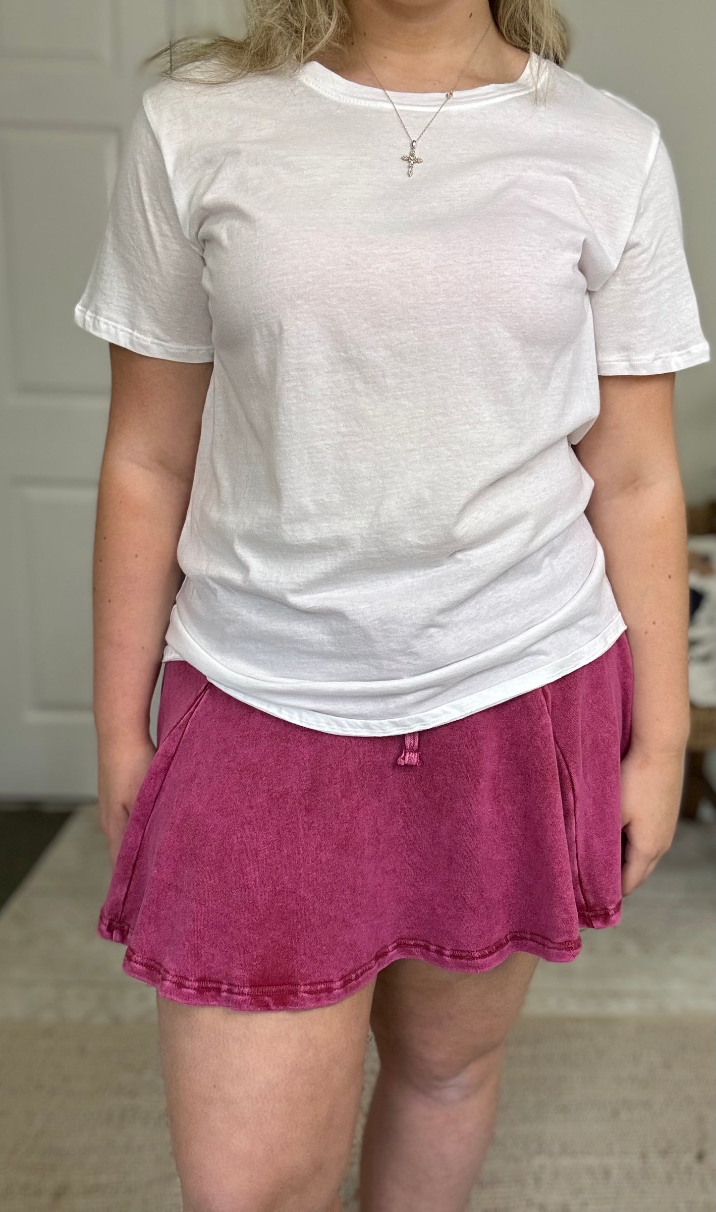 Acid Washed Mid Wiast Flowy Skort * 3 Colors