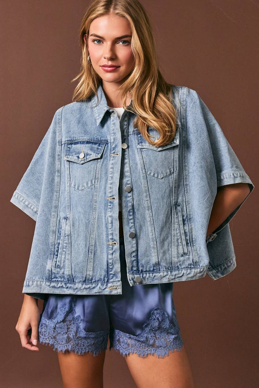 Indie Roads Denim Cape Jacket
