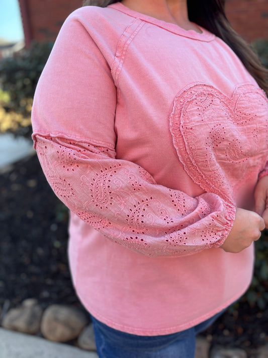 Candy Pink Eyelet Top