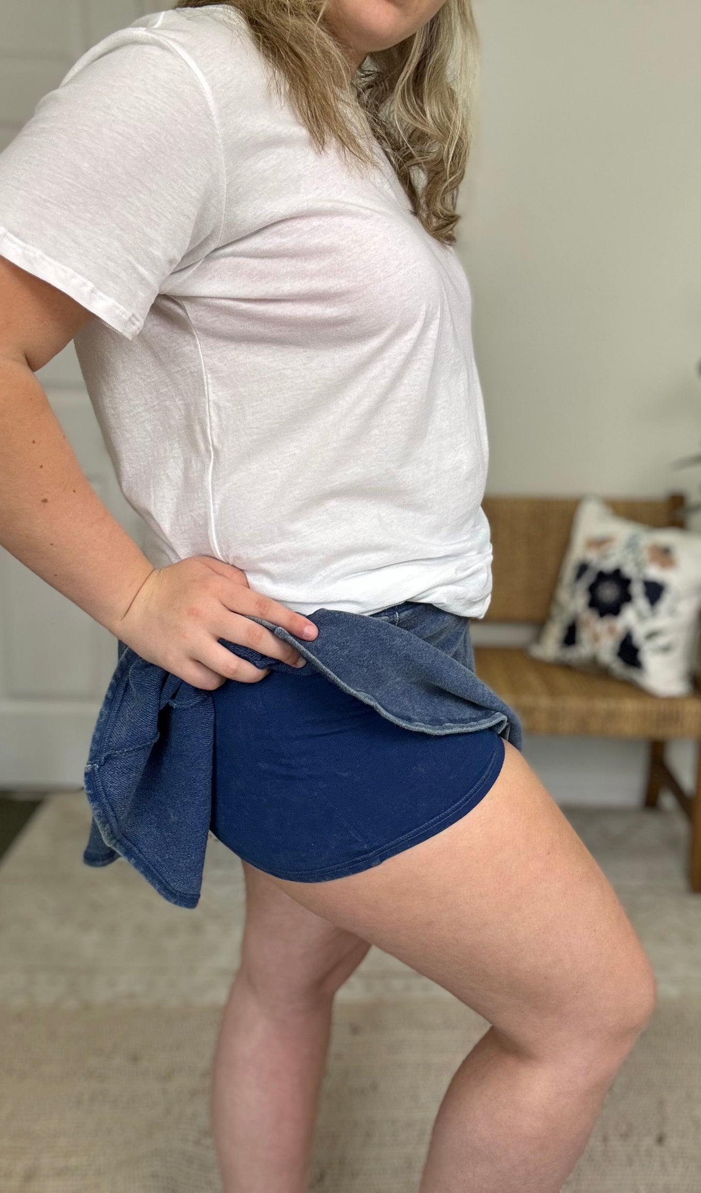 Acid Washed Mid Wiast Flowy Skort * 3 Colors