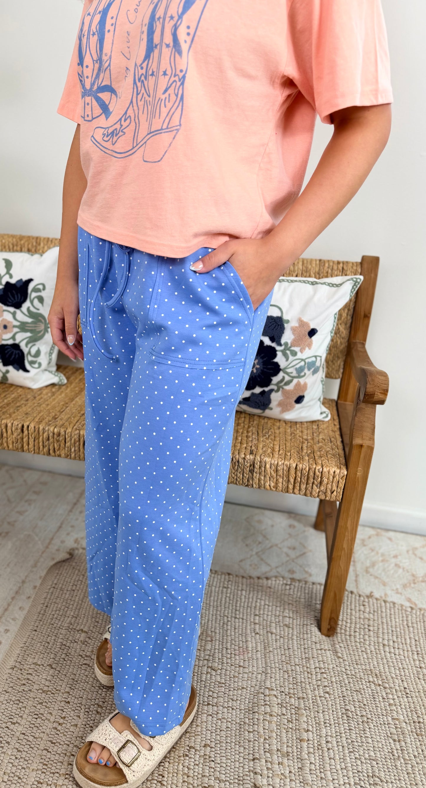 Sky Pearl Dot Pants