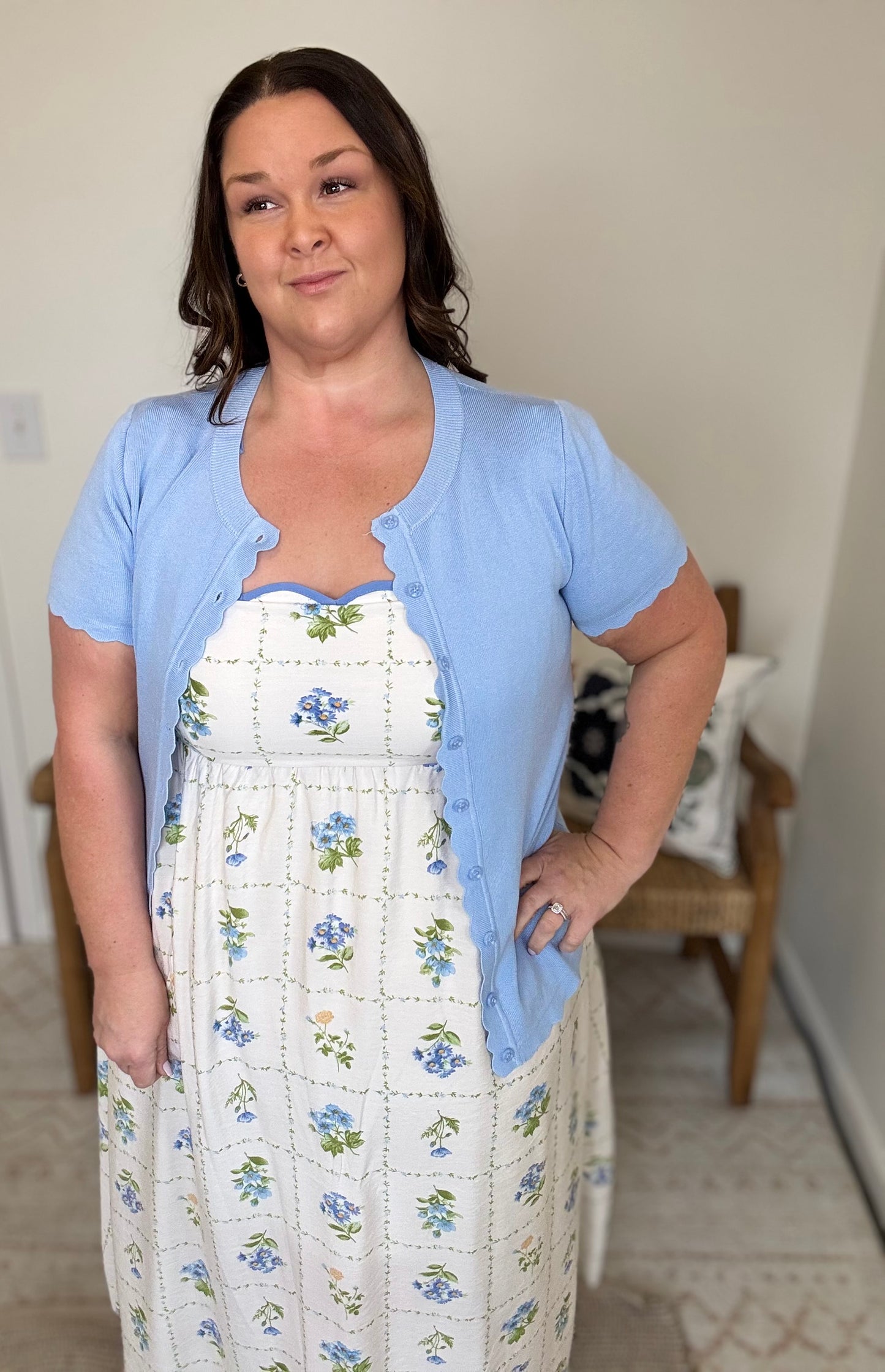 Sky Blue Scalloped Cardigan