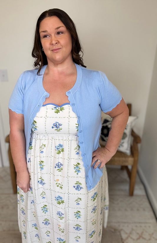 Sky Blue Scalloped Cardigan