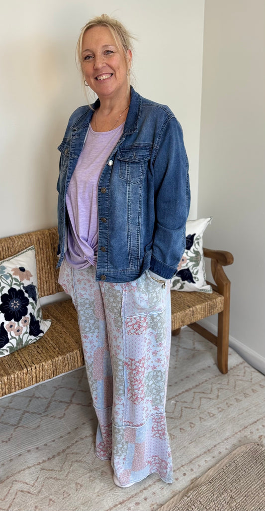Petals+Patchwork Pants *Peri Blue