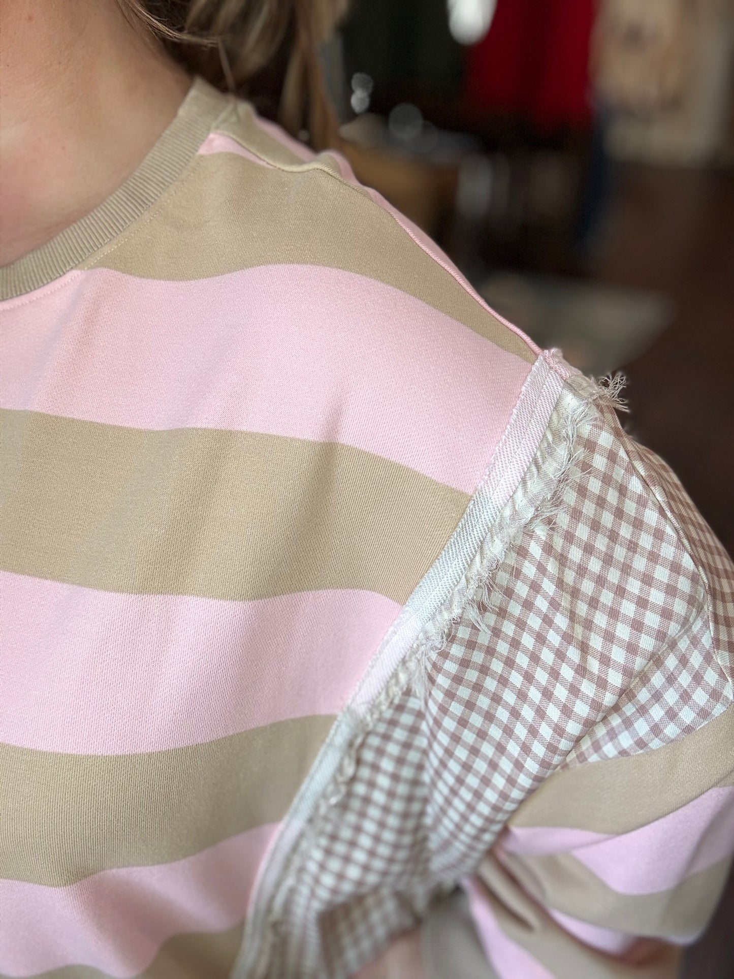 Blushing Gingham Pullover Plus