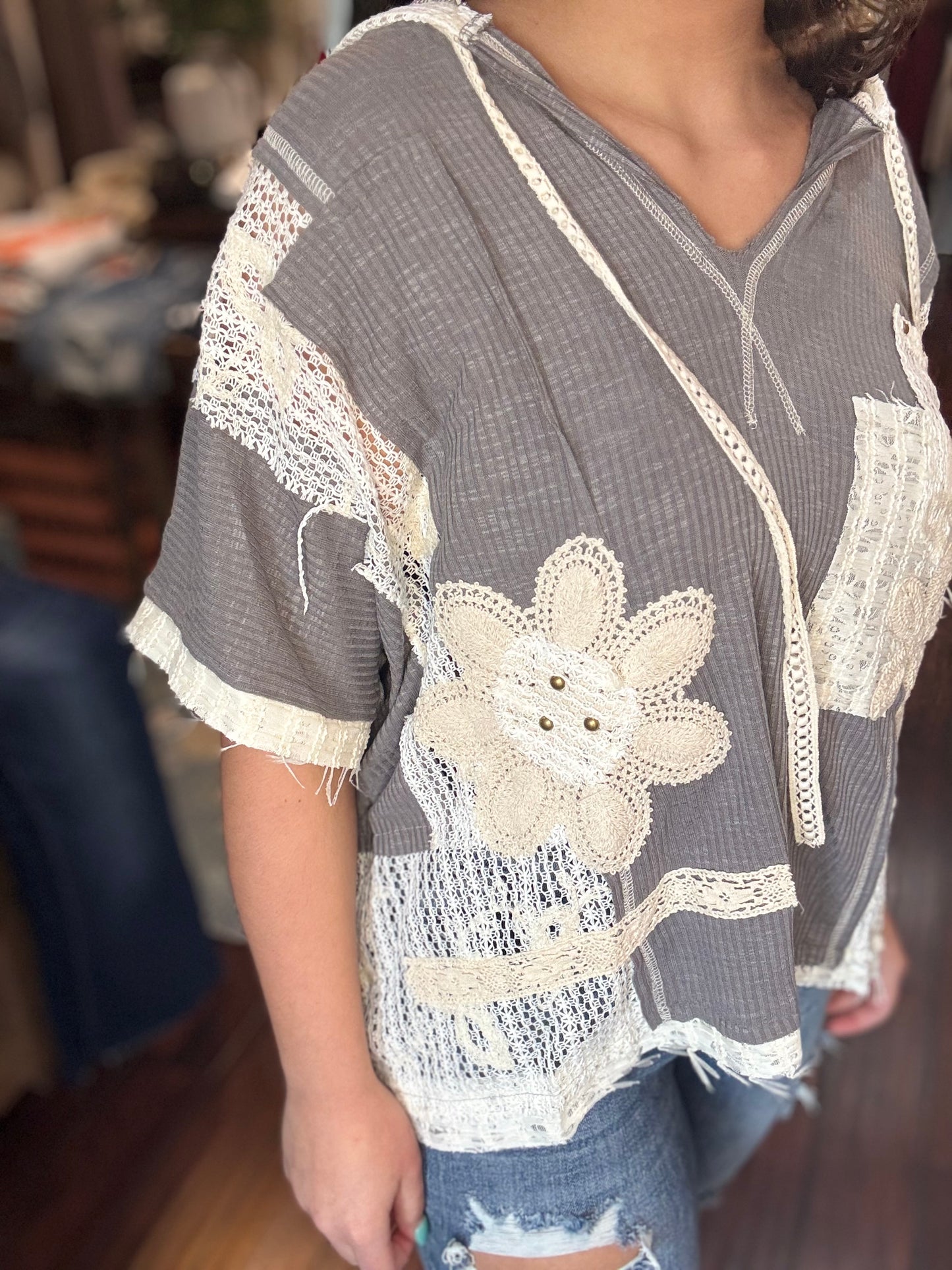 Lace Stitch Boho Top