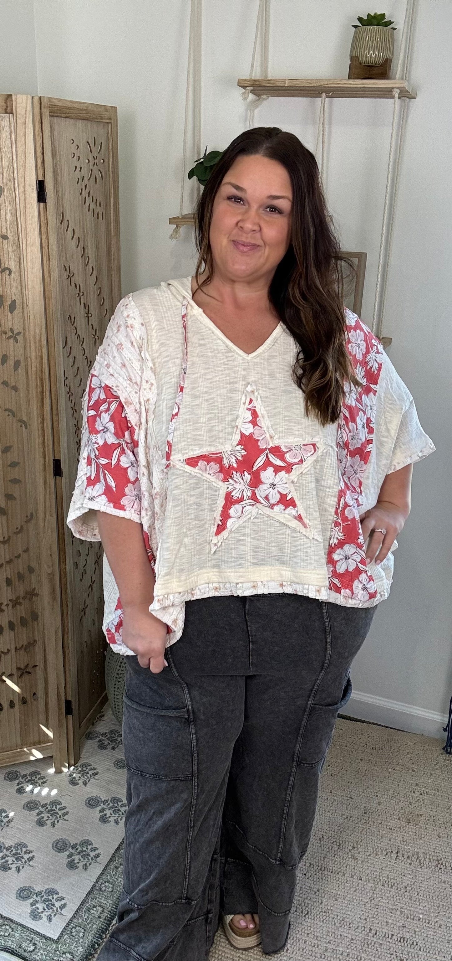Saltwater Star Top Cream/Pink ✨Curvy Friendly