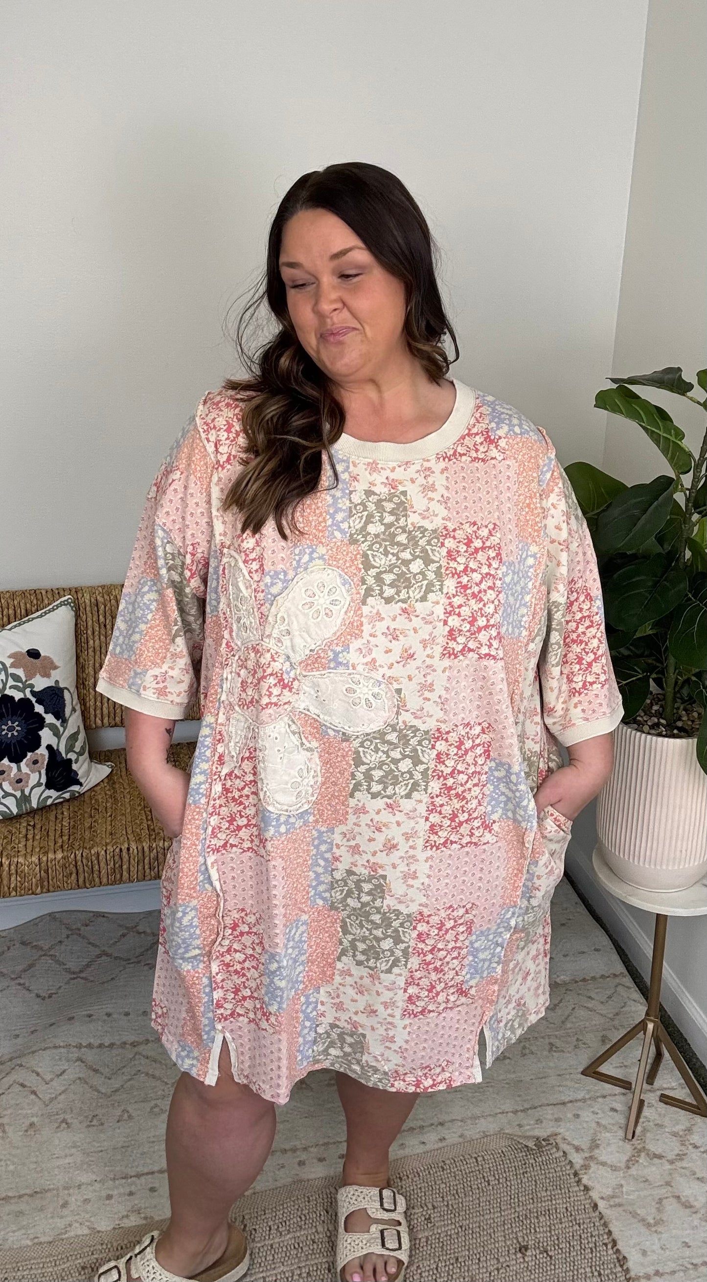 Petals+Patchwork Dress Plus