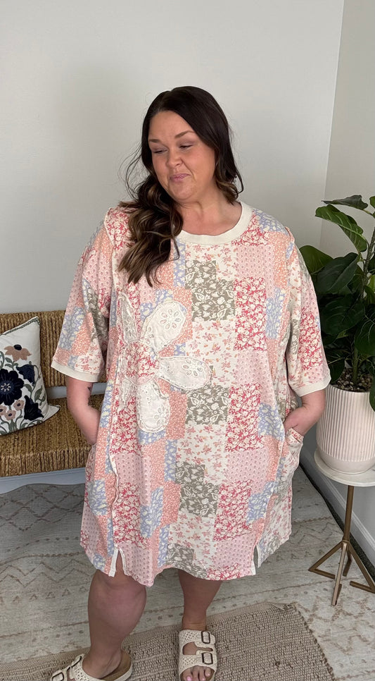 Petals+Patchwork Dress Plus