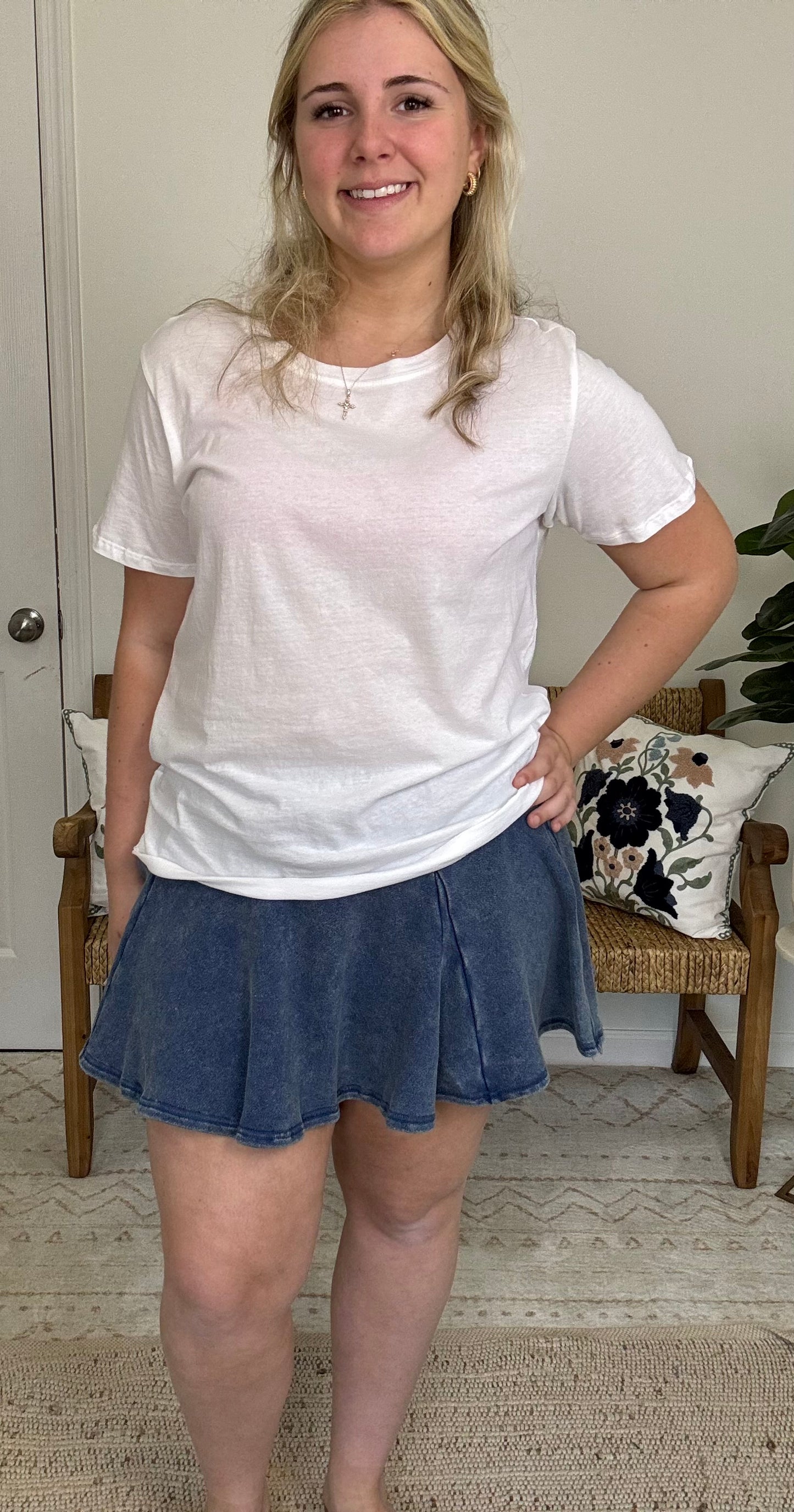 Acid Washed Mid Wiast Flowy Skort * 3 Colors