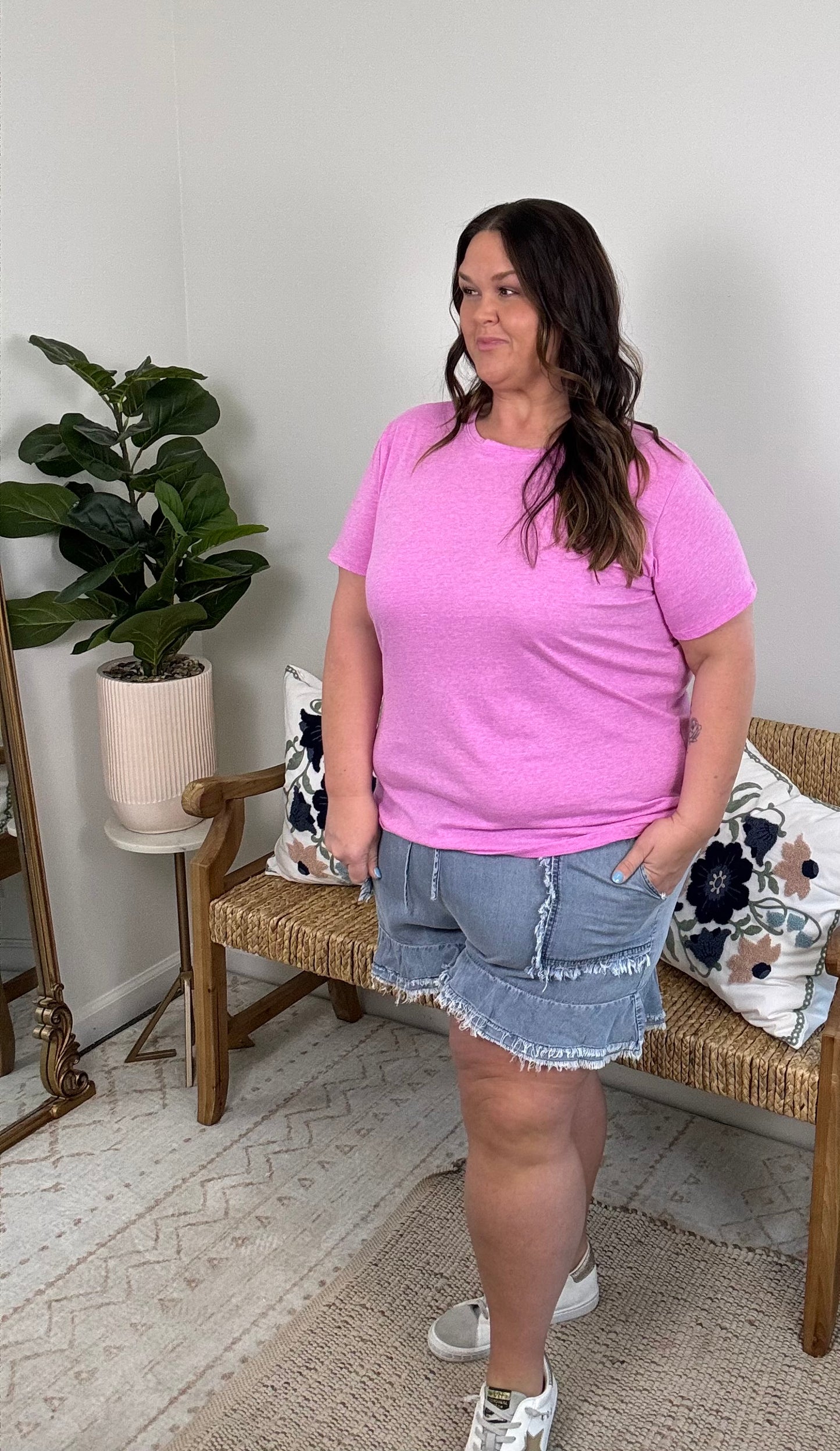 Coastal Fray Denim Short Plus