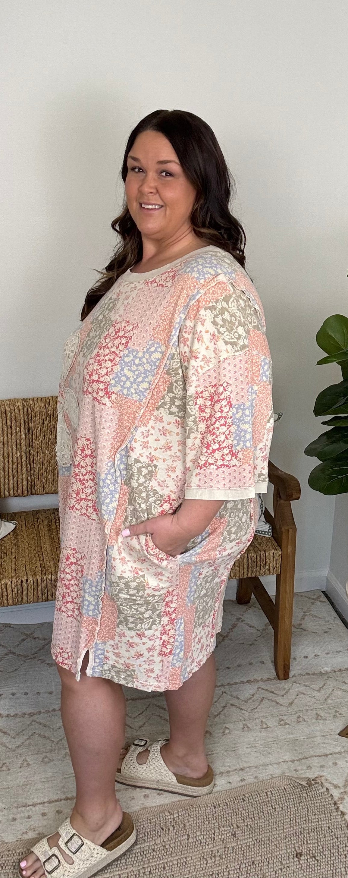 Petals+Patchwork Dress Plus