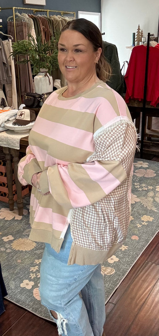 Blushing Gingham Pullover Plus