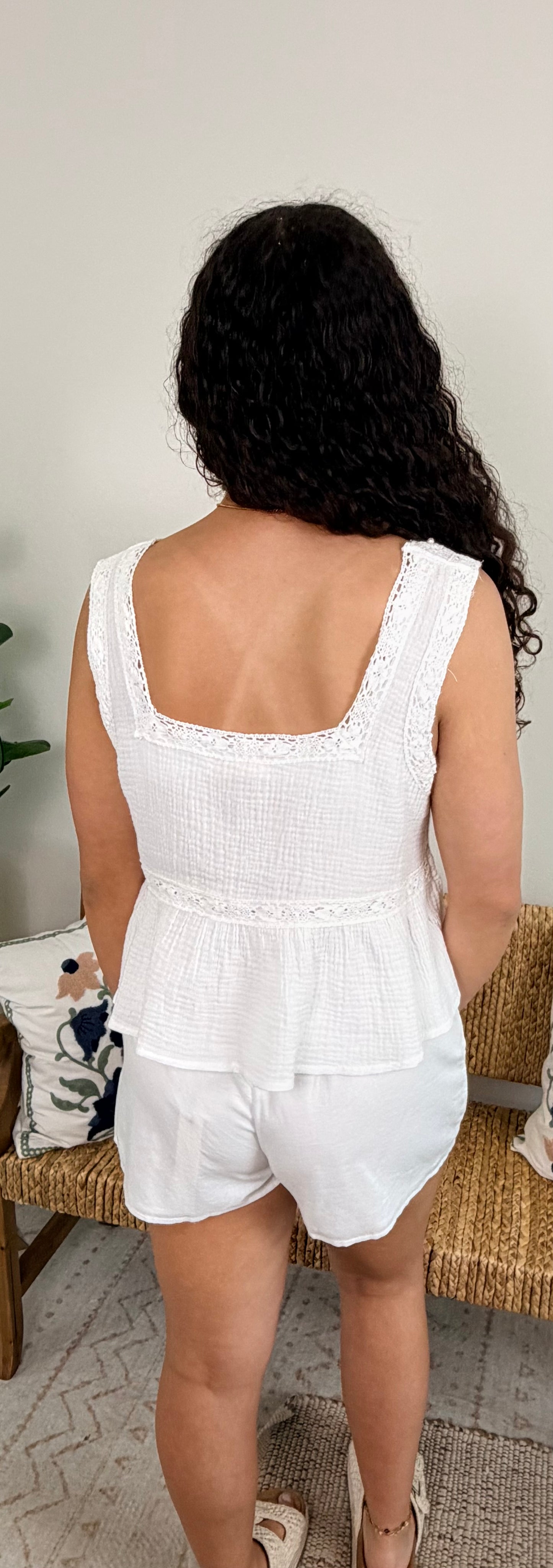 Boho Blossom Tank White