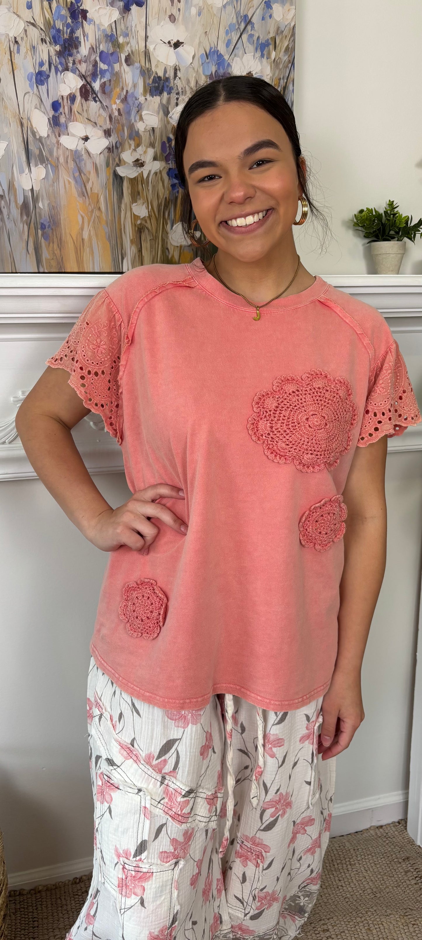 Sol Flower Crochet Tee