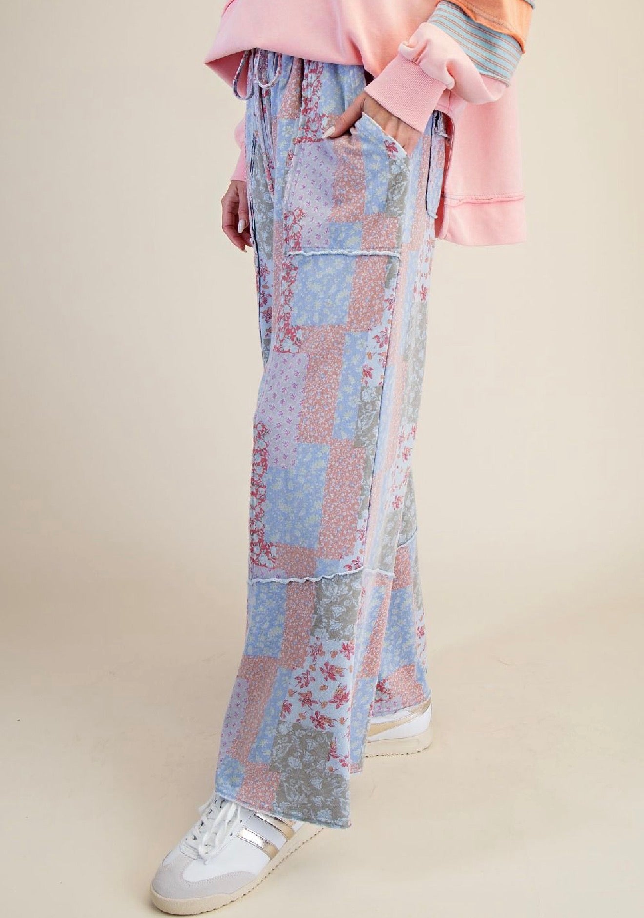 Petals+Patchwork Pants *Peri Blue