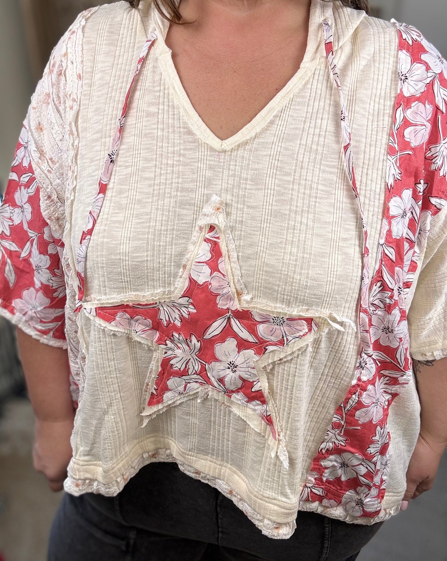 Saltwater Star Top Cream/Pink ✨Curvy Friendly