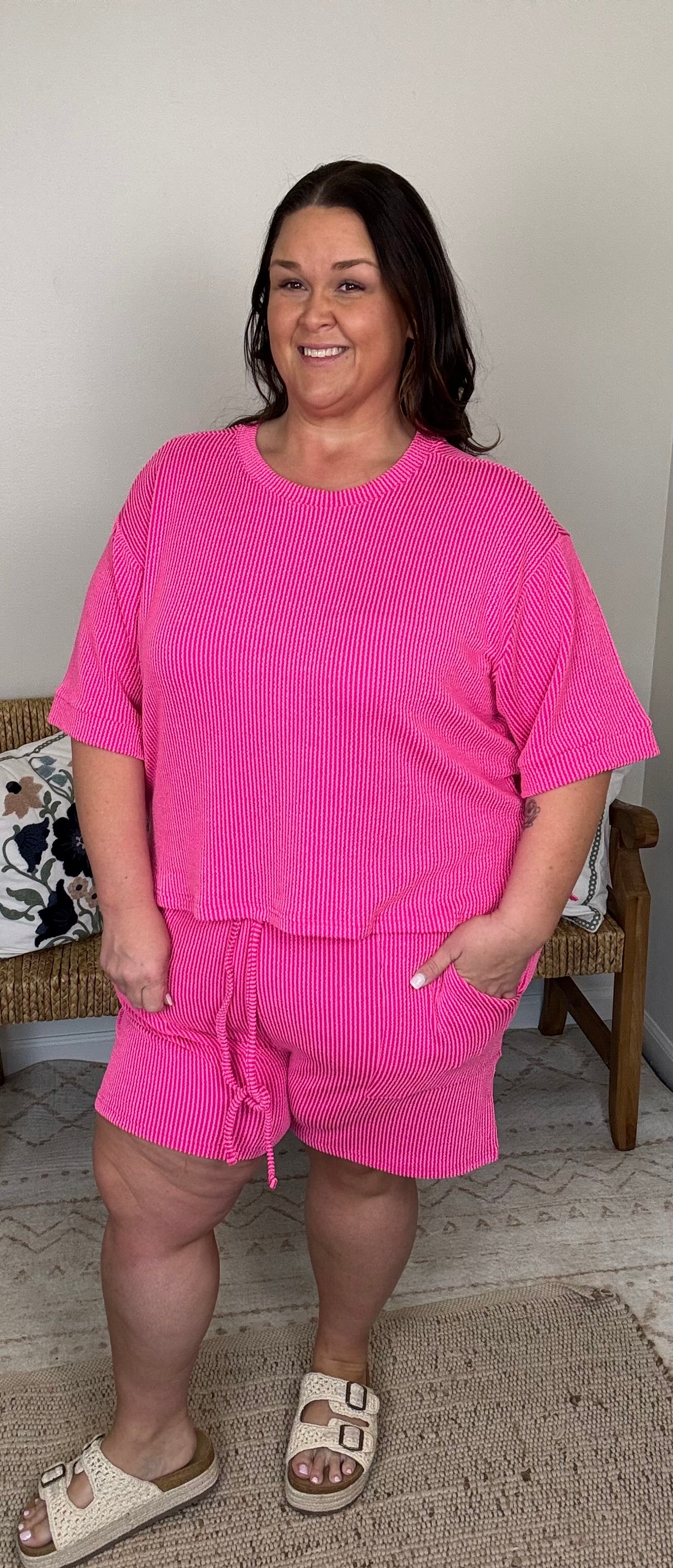 Simple Days Short Set Plus *Hot Pink