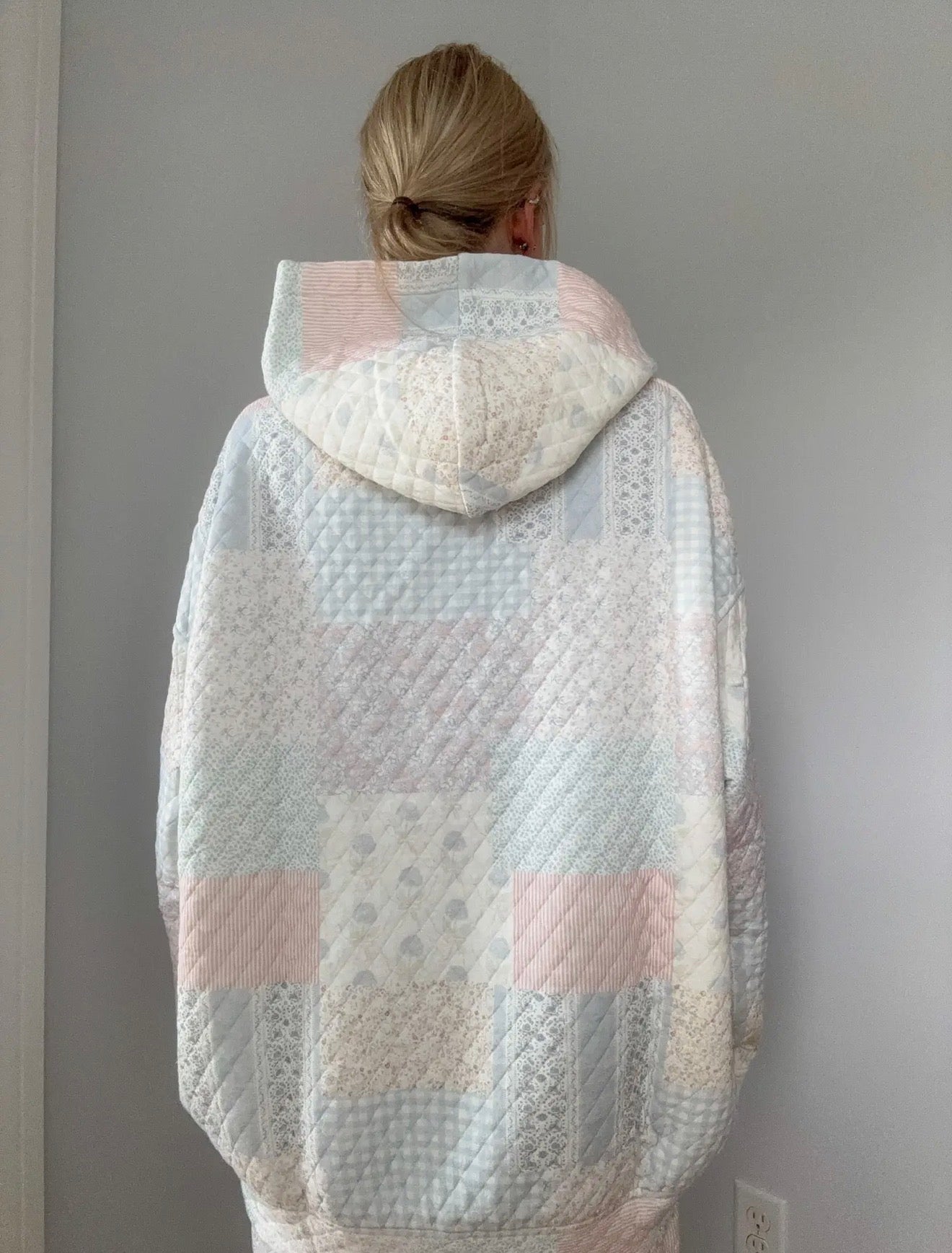 Blue Pastel Quilted Hoodie