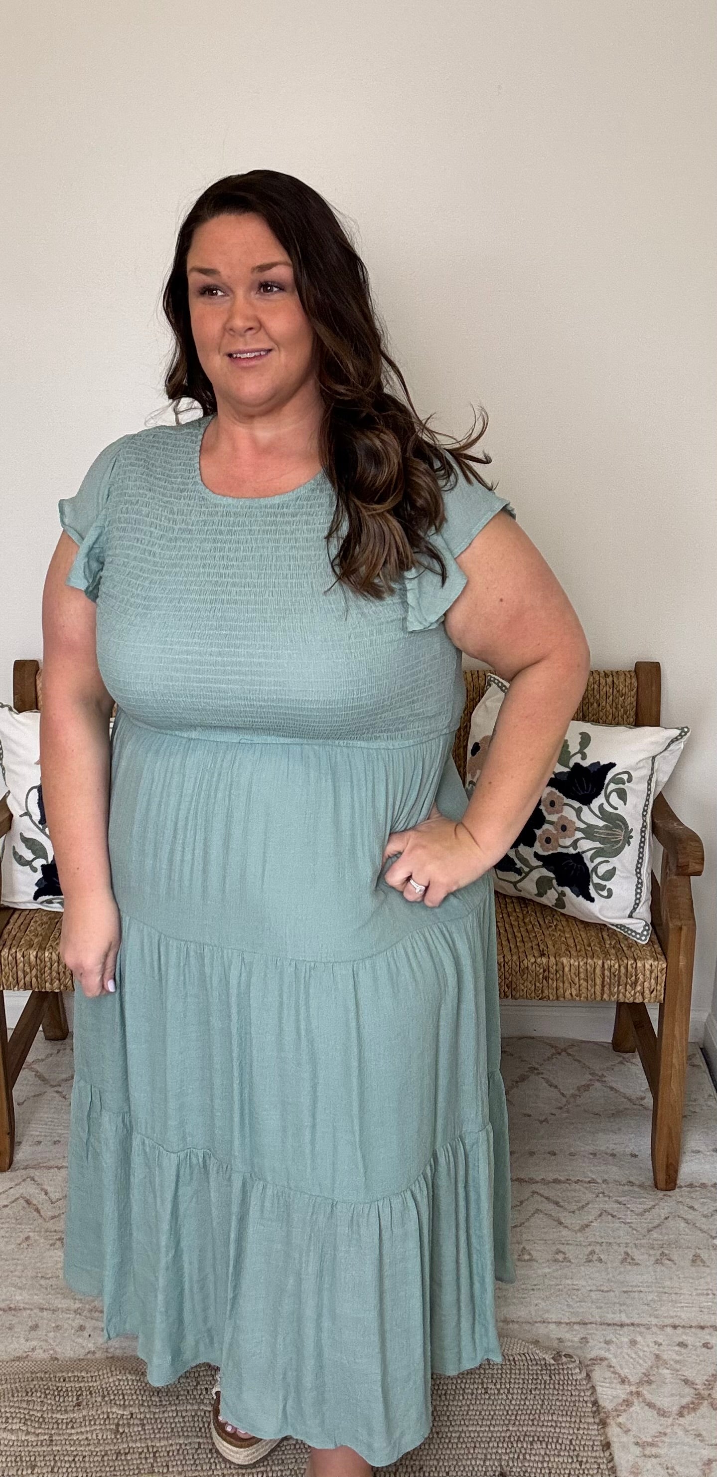 Sage Smocked Dress