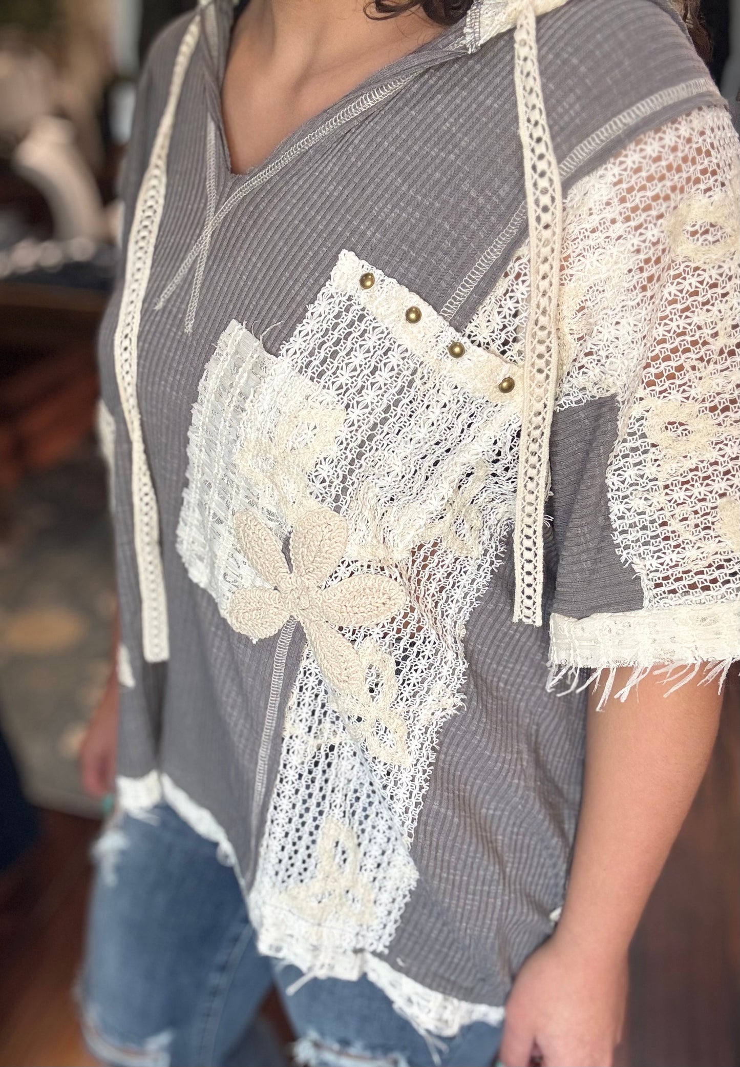 Lace Stitch Boho Top