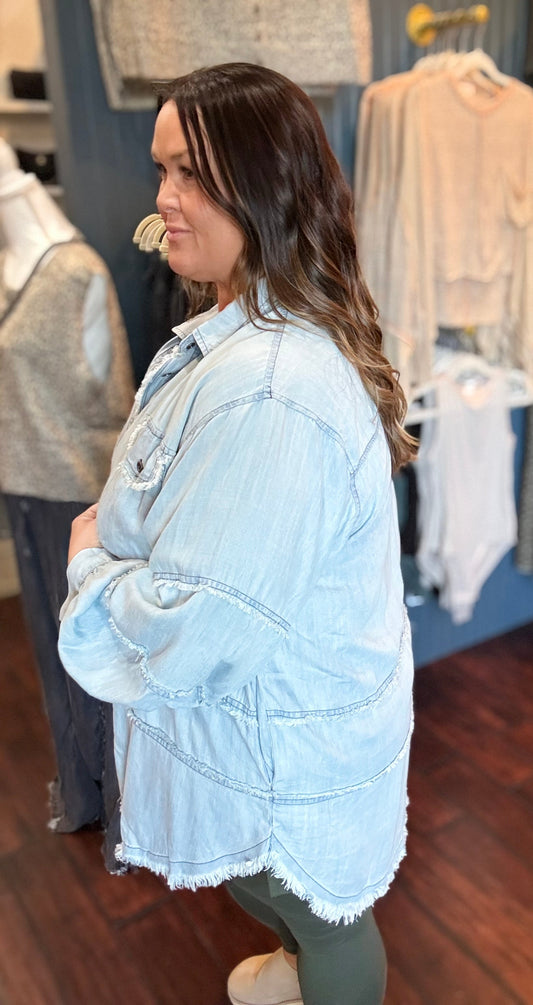Faded Harvest Denim Button Up Plus