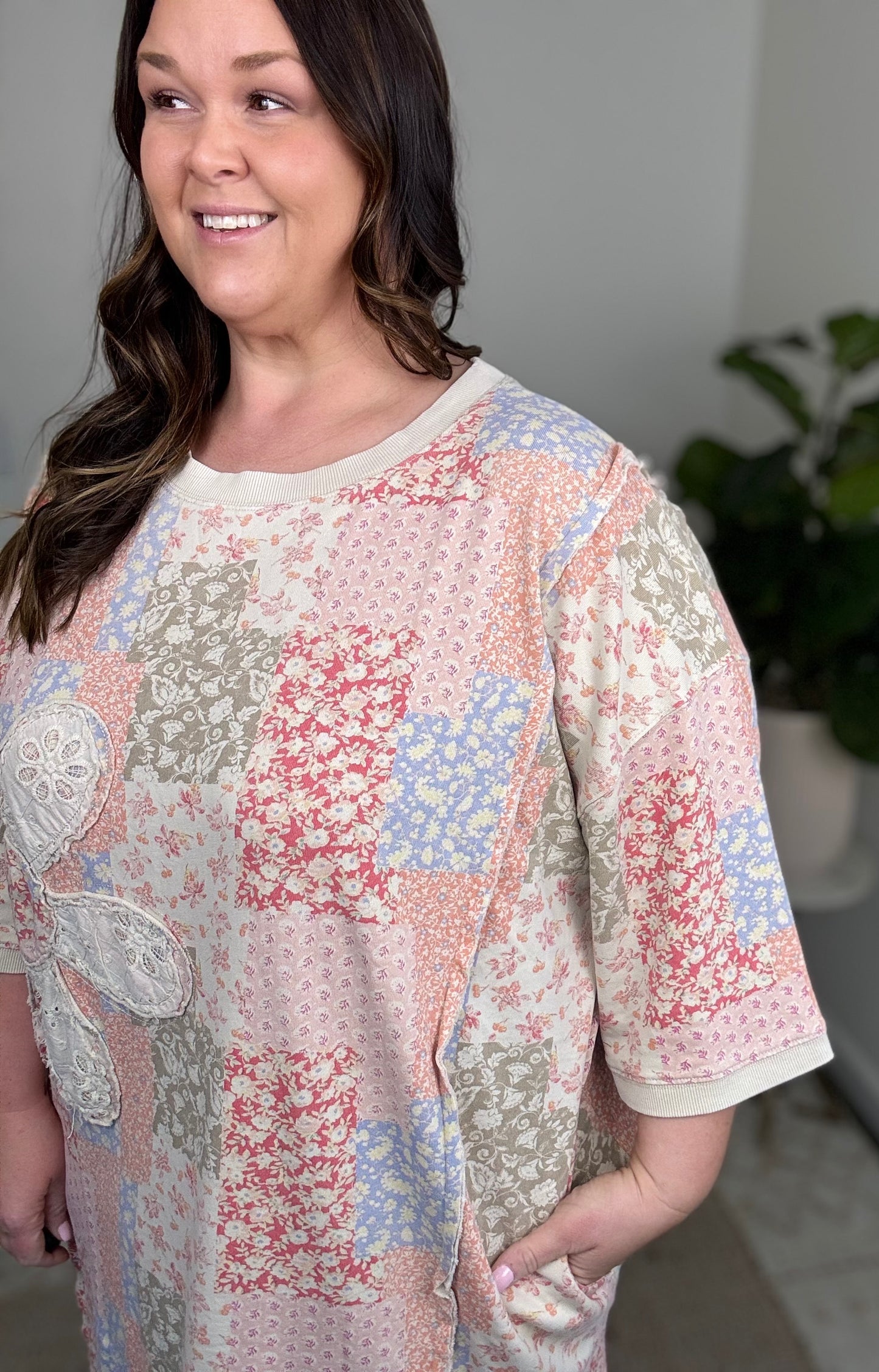 Petals+Patchwork Dress Plus