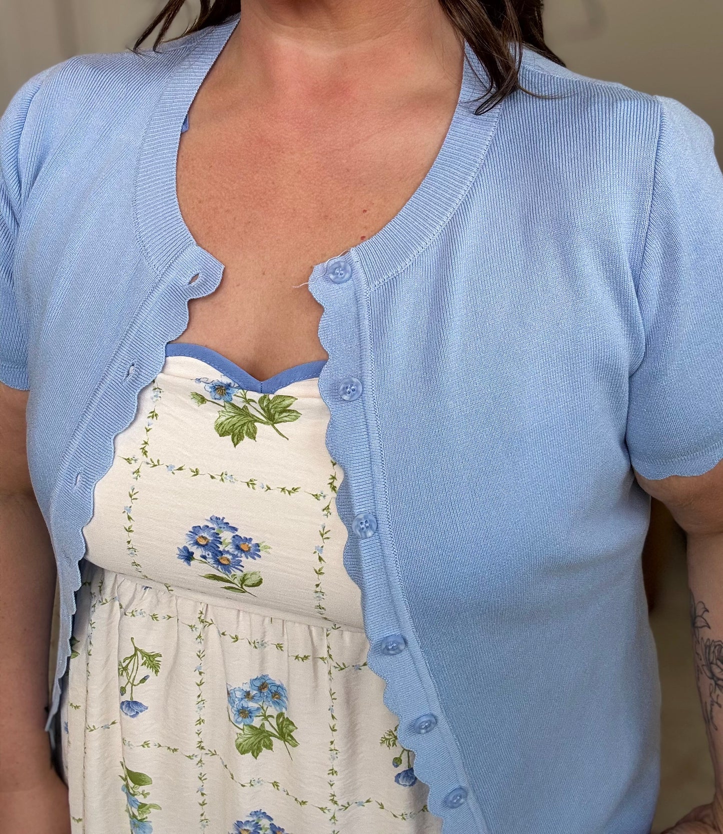 Sky Blue Scalloped Cardigan