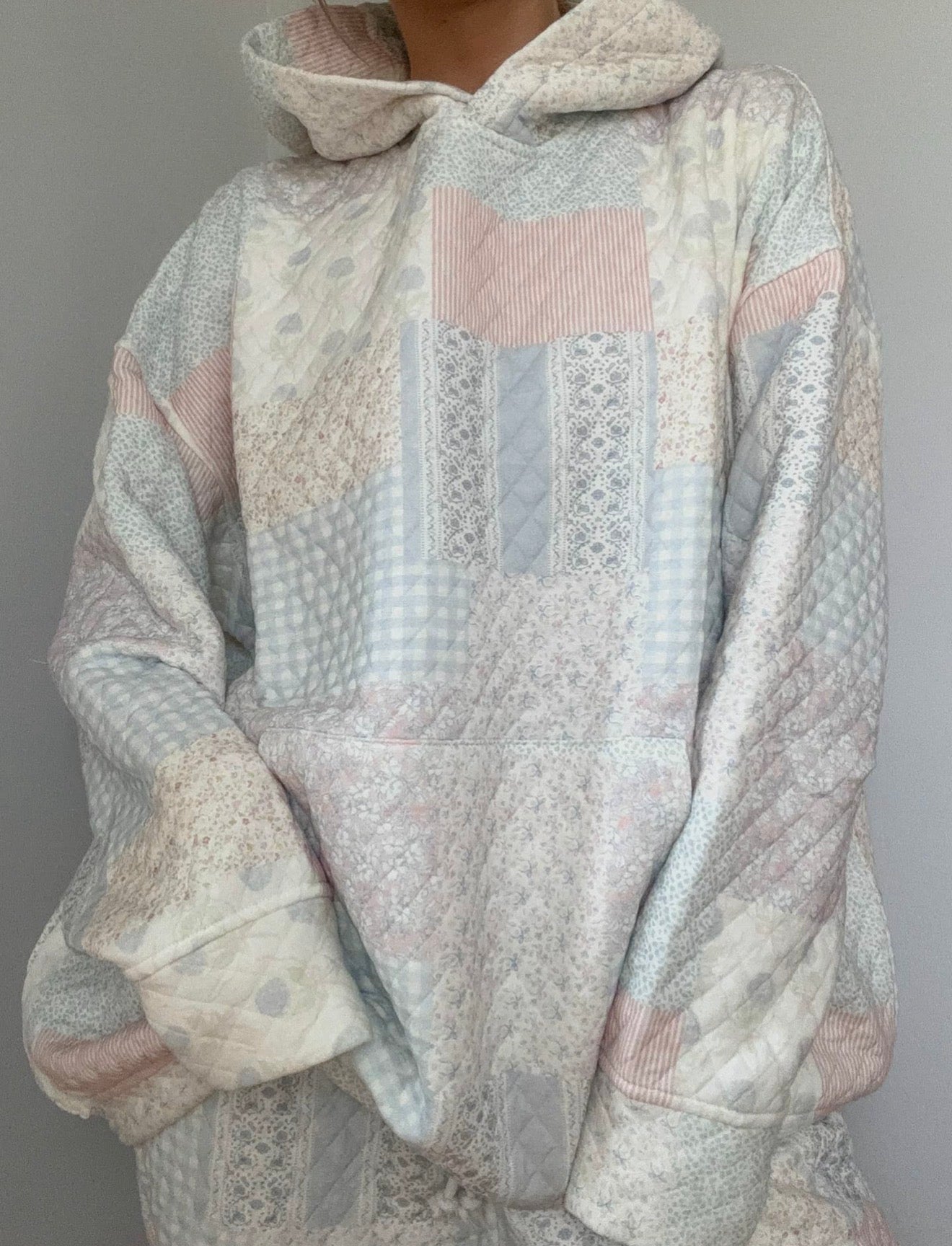 Blue Pastel Quilted Hoodie