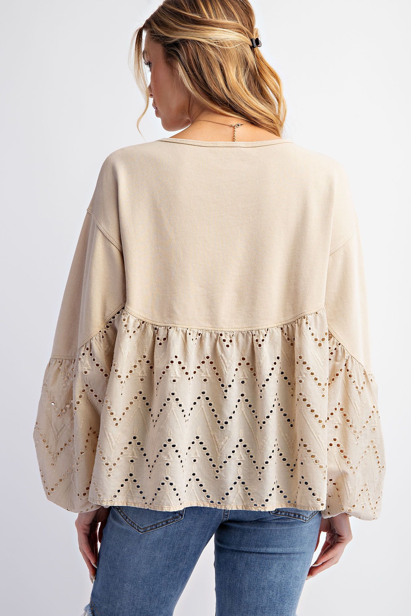 Khaki Eyelet Top