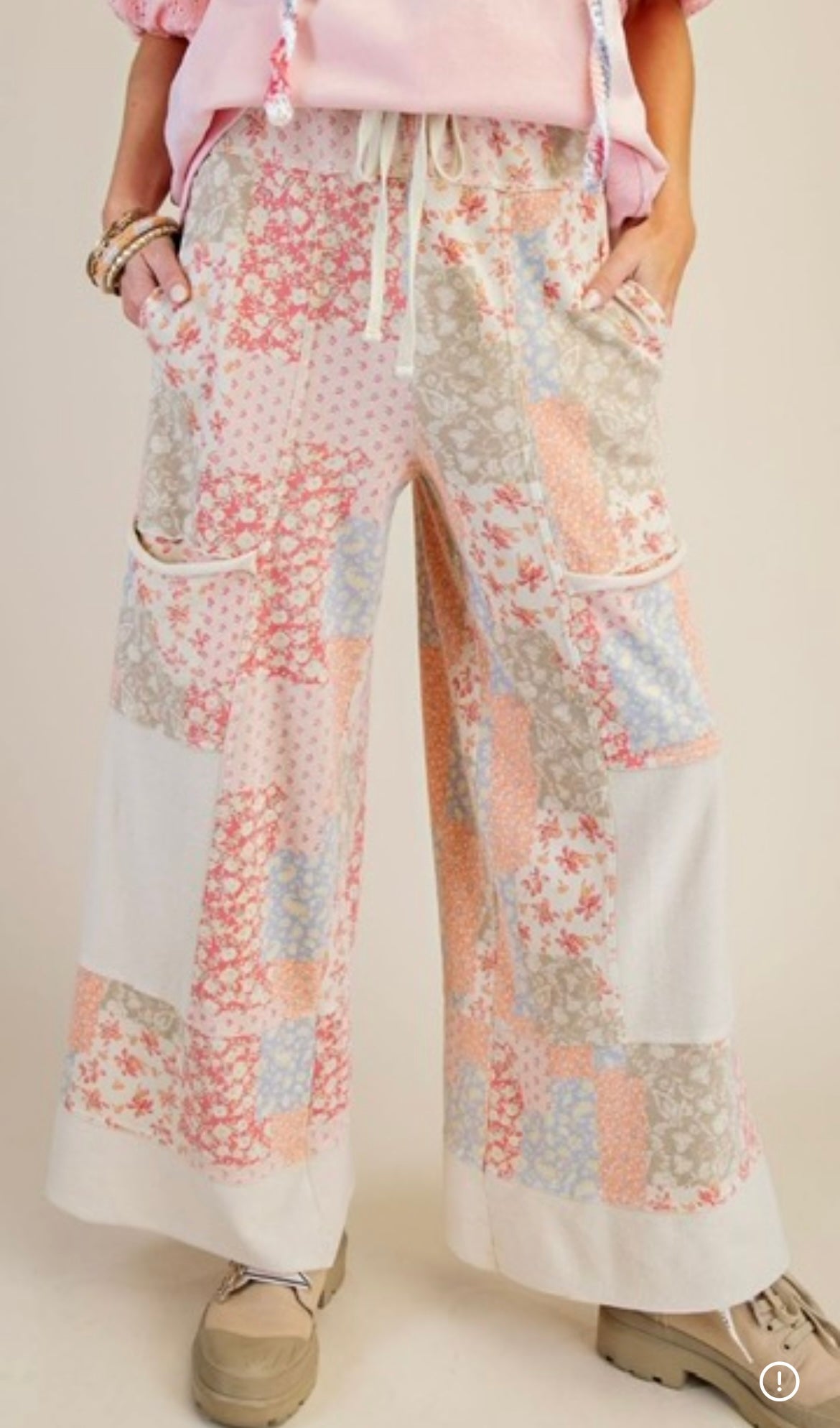Petals + Patchwork Pants *Natural