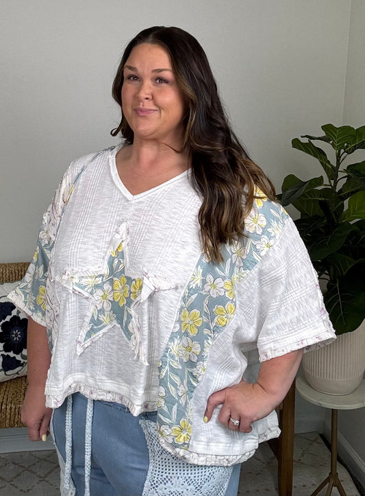 Saltwater Star Top White/Blue ✨Curvy Friendly
