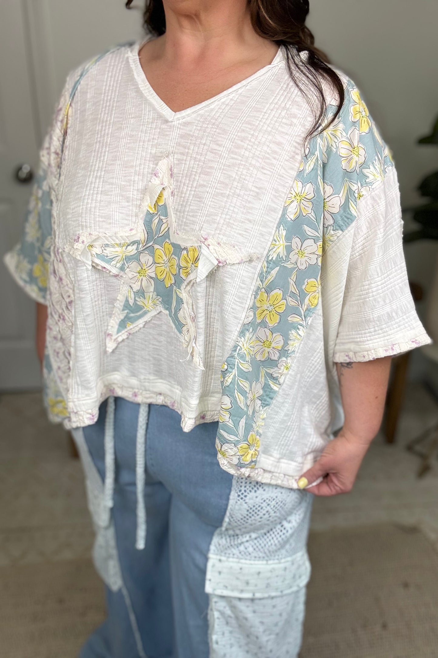 Saltwater Star Top White/Blue ✨Curvy Friendly