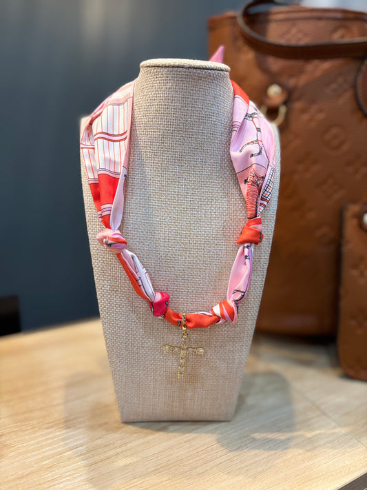 Scarf Charm Necklace * Pink Horse