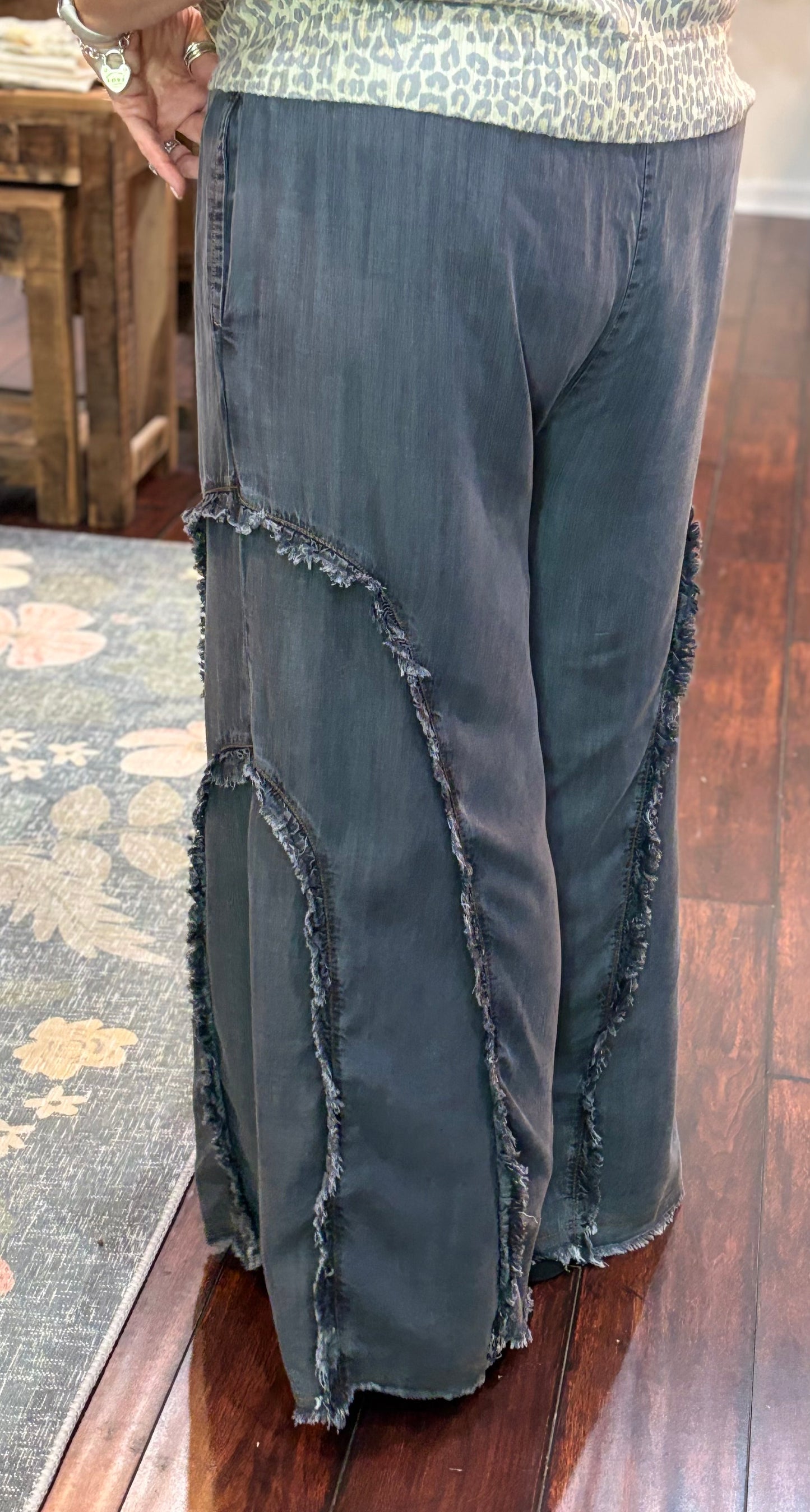 Blythe Fringe Washed Denim Pant