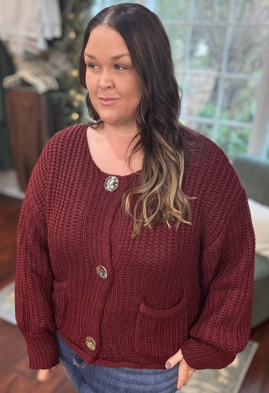 Garnet Glow Cardigan Plus
