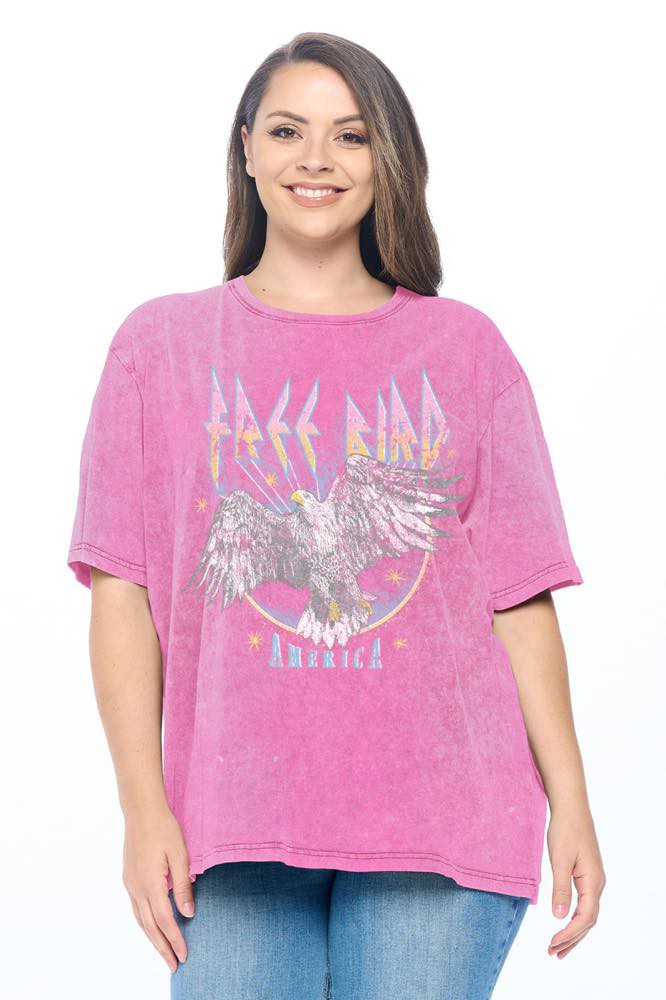Free Bird Graphic Tee Plus *Pink