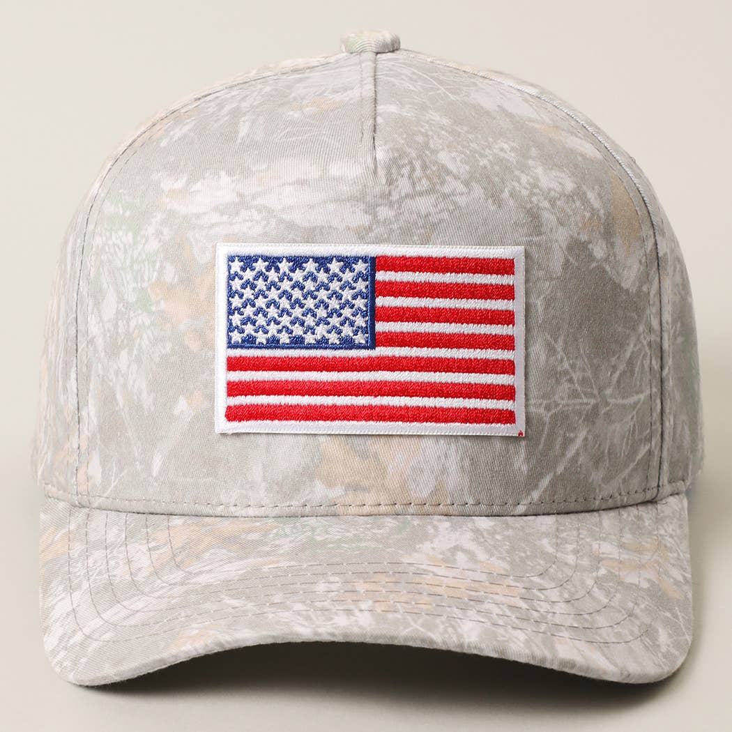 USA FLAG Embroidered Patch Camo Trucker Hat