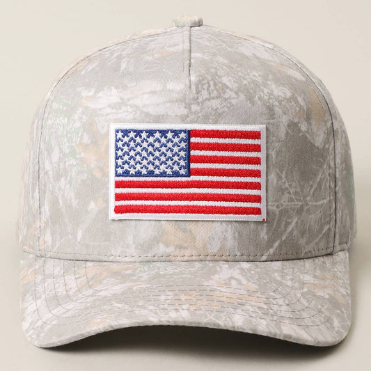USA FLAG Embroidered Patch Camo Trucker Hat
