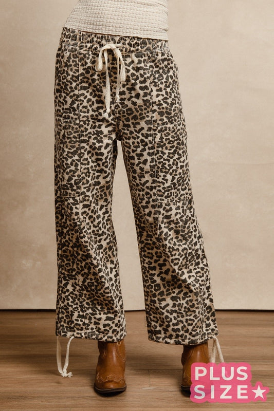 Leopard Drawstring Pants Plus